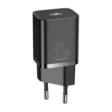   Hálózati töltő adapter, 30W, USB Type-C aljzat, gyorstöltés, Baseus Super SI 1C, fekete