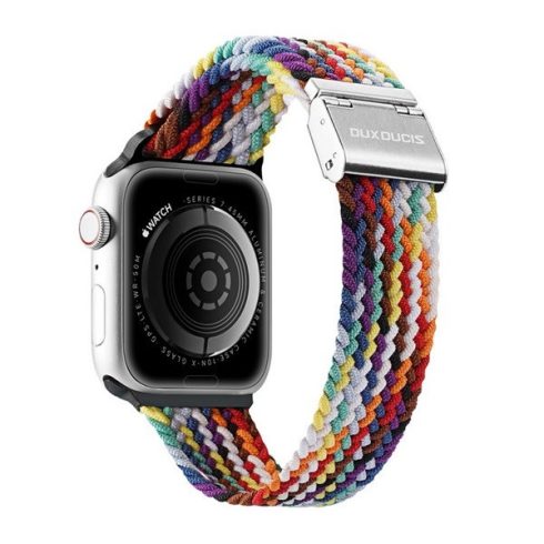 Apple Watch 1-6, SE, SE (2022) (38 / 40 mm) / Watch 7-8 (41 mm), textíl pótszíj, állítható, szivárvány minta, Dux Ducis Mixture, mintás