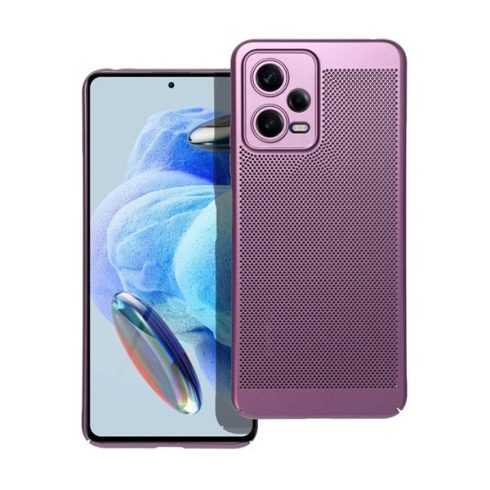 Xiaomi Redmi Note 12 5G / Poco X5 5G, Műanyag hátlap védőtok, légáteresztő, lyukacsos minta, Breezy, lila