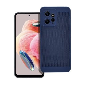   Xiaomi Redmi Note 12 4G, Műanyag hátlap védőtok, légáteresztő, lyukacsos minta, Breezy, sötétkék