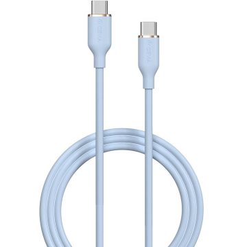   USB Type-C töltő- és adatkábel, USB Type-C, 120 cm, 3000 mA, 60W, gyorstöltés, PD, Devia Jelly, EC632, világoskék