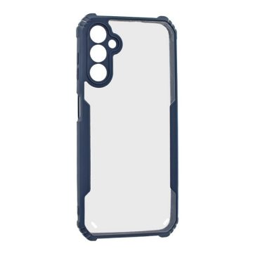   Samsung Galaxy A14 4G / A14 5G SM-A145F / A146B, Szilikon tok, közepesen ütésálló, légpárnás sarok, akril hátlap, Anti-Drop Case, átlátszó/sötétkék