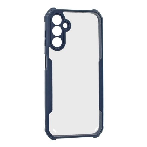 Samsung Galaxy A14 4G / A14 5G SM-A145F / A146B, Szilikon tok, közepesen ütésálló, légpárnás sarok, akril hátlap, Anti-Drop Case, átlátszó/sötétkék