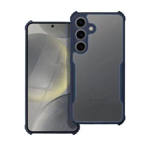 Samsung Galaxy A54 5G SM-A546B, Szilikon tok, közepesen ütésálló, légpárnás sarok, akril hátlap, Anti-Drop Case, átlátszó/sötétkék