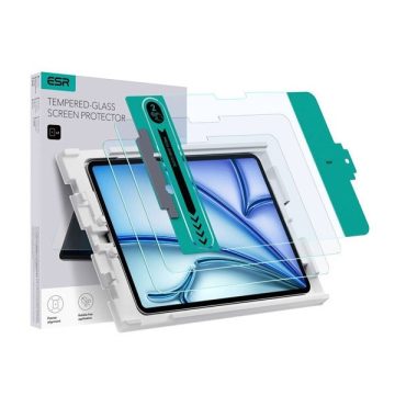   Apple iPad Air 11 (2024), Kijelzővédő fólia, ütésálló fólia, Tempered Glass (edzett üveg), ESR Glass, Clear, 2 db / csomag