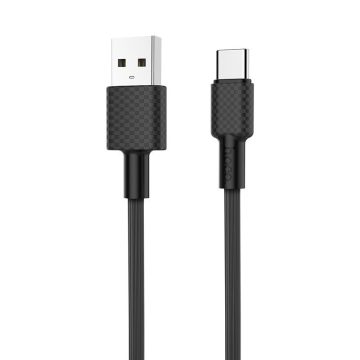   USB töltő- és adatkábel, USB Type-C, 100 cm, 2000 mA, törésgátlóval, gyorstöltés, karbon minta, Hoco X29 Superior, fekete