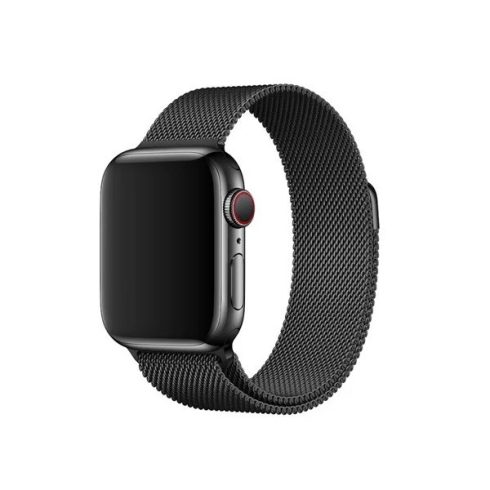 Apple Watch 4-6, SE, SE (2022) (38 / 40 mm), fém pótszíj, milánói stílus, fekete, gyári