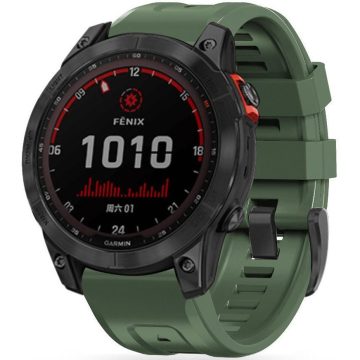   Garmin Fenix 3 / 3 HR / 5X / 5X Plus / 6X / 6X Pro / 7X, szilikon pótszíj, állítható, TP IconBand, sötétzöld