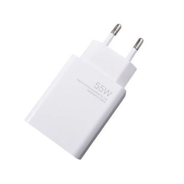   Hálózati töltő adapter, 55W, USB aljzat, gyorstöltés, Xiaomi, fehér, gyári