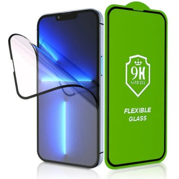   Apple iPhone 16 Pro, Kijelzővédő fólia, ütésálló fólia, Tempered Glass (edzett üveg), 5D, Full Glue, Nano Flexi Glass, fekete