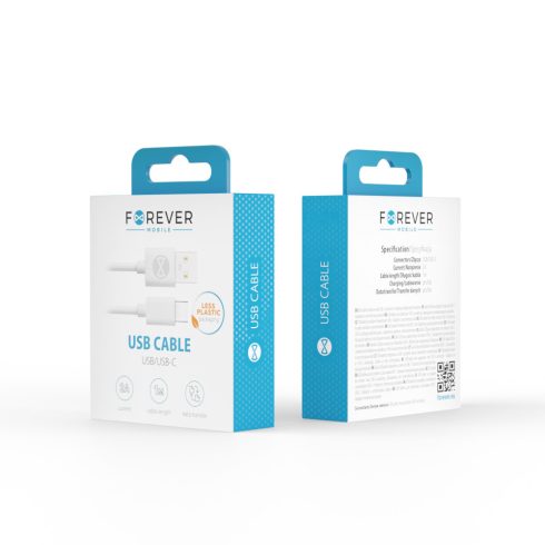 Forever Adatkábel - USB-C 1,0 m 2A white (fehér)