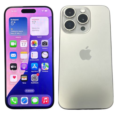 Apple iPhone 15 Pro 128GB  Titán (Titanium) Kártyafüggetlen